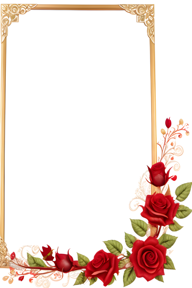 Rose Golden Border Frame PNG Image Transparent Background Ai Generative