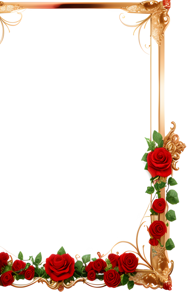 Rose Golden Border Frame PNG Image Transparent Background Ai Generative