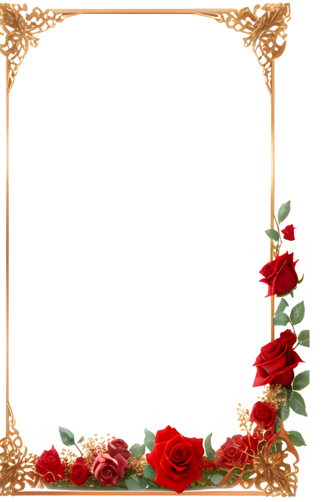 Rose Golden Border Frame PNG Image Transparent Background Ai Generative