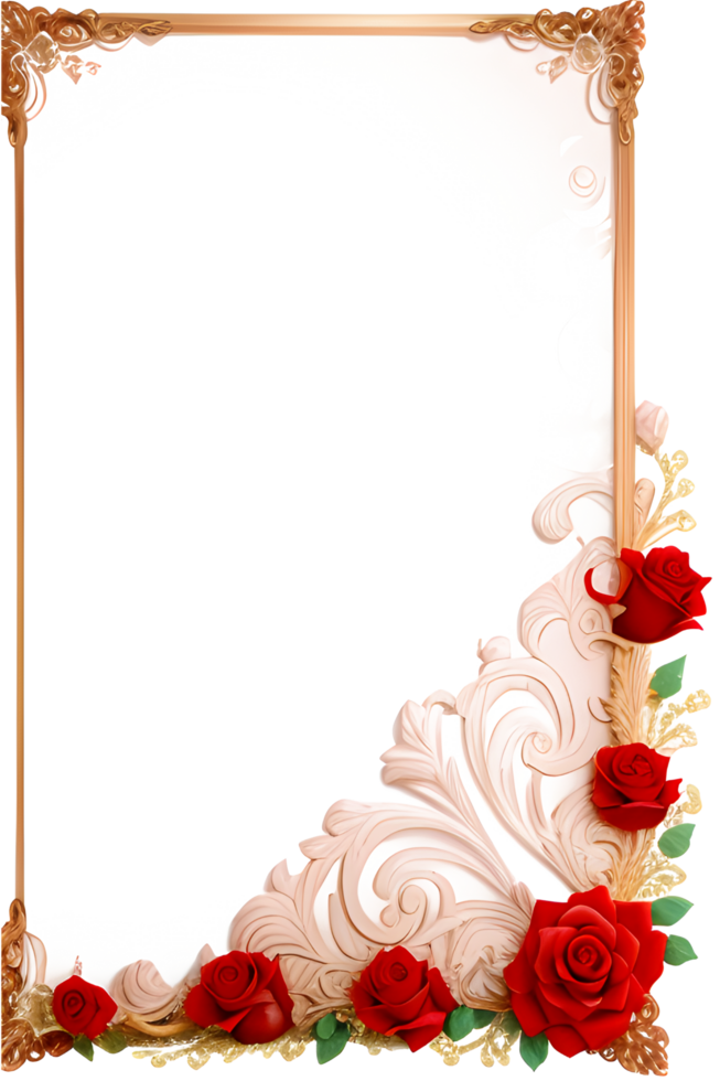 Rose Golden Border Frame PNG Image Transparent Background Ai Generative
