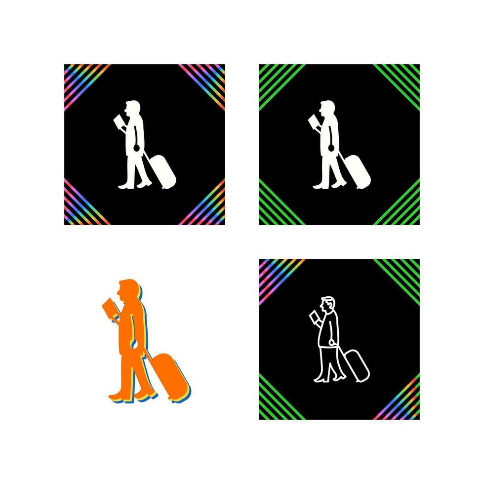 caminar con icono de vector de equipaje