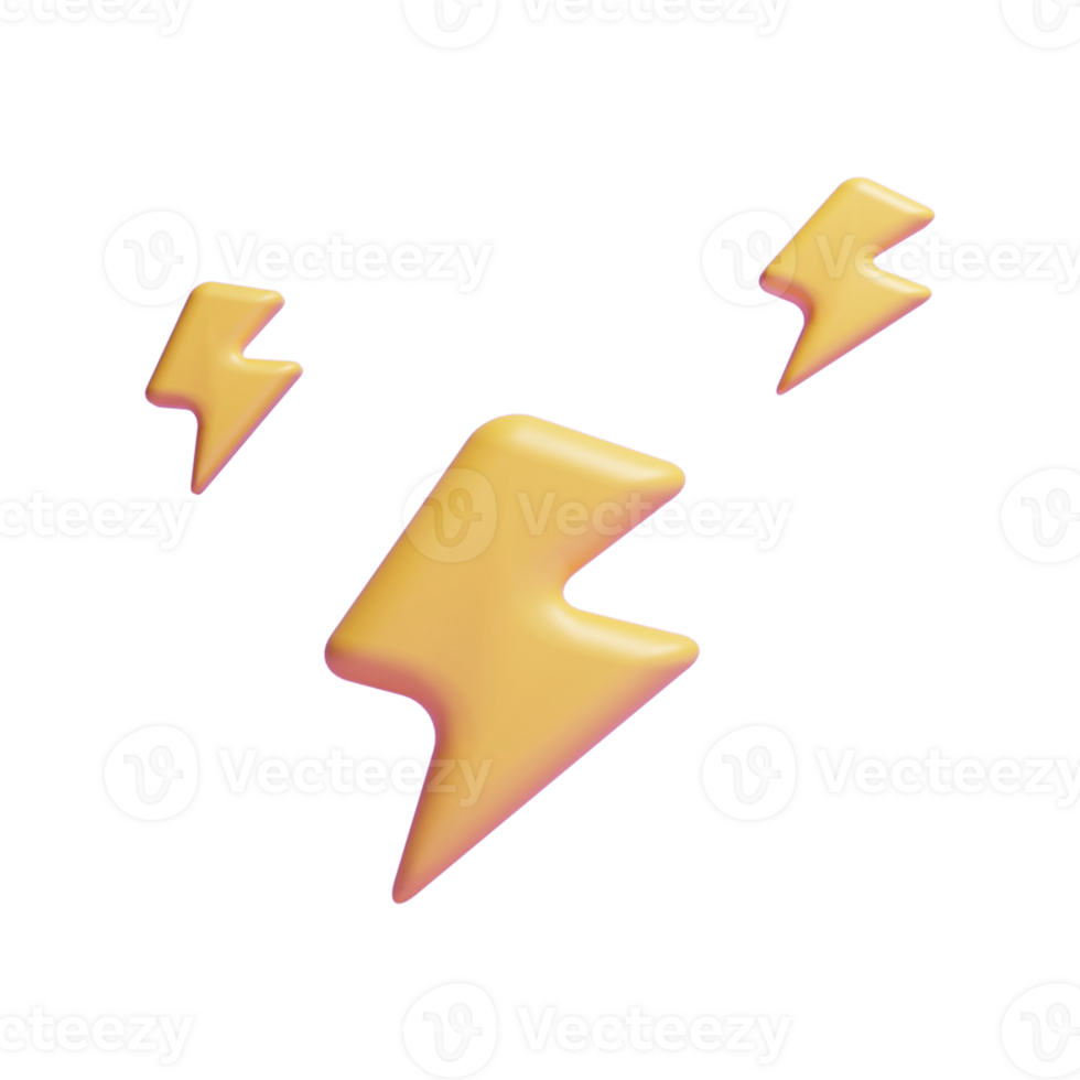 3d lightning bolt icon or 3d thunder bolt icon or game gold lightning