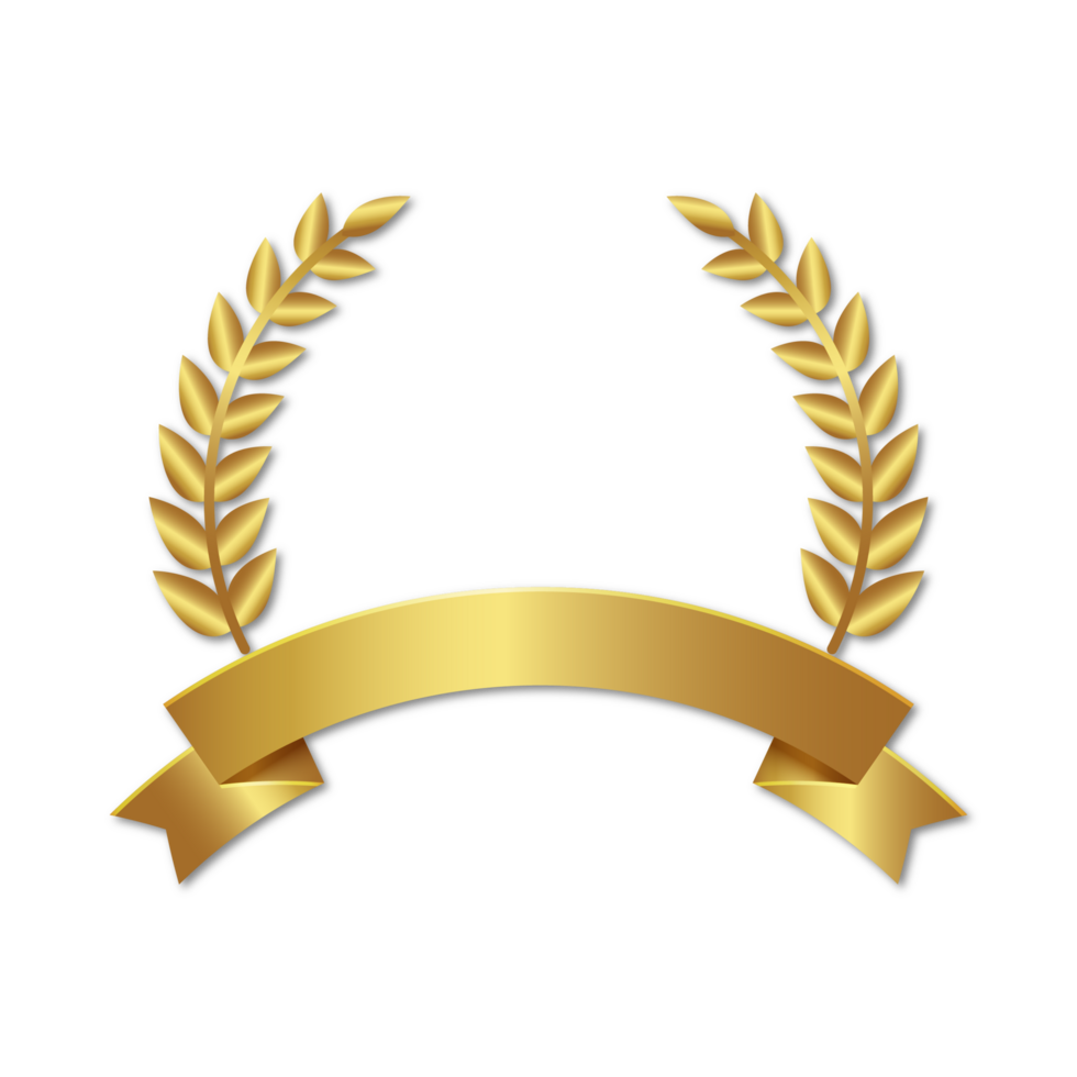 Blank golden laurel wreath ribbon award Png and prize competition