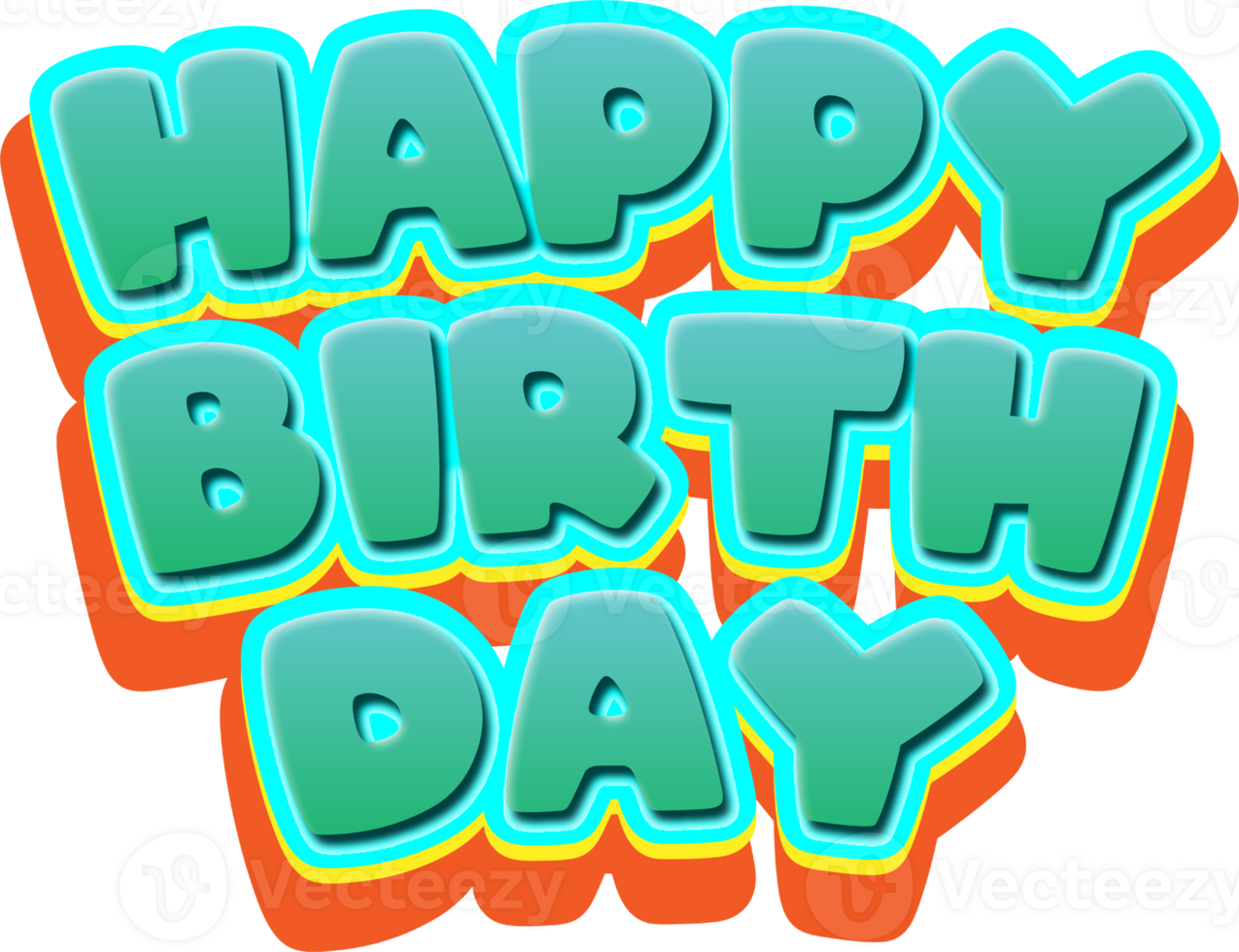 Happy Birthday fun and joyful typography transparent greeting card png