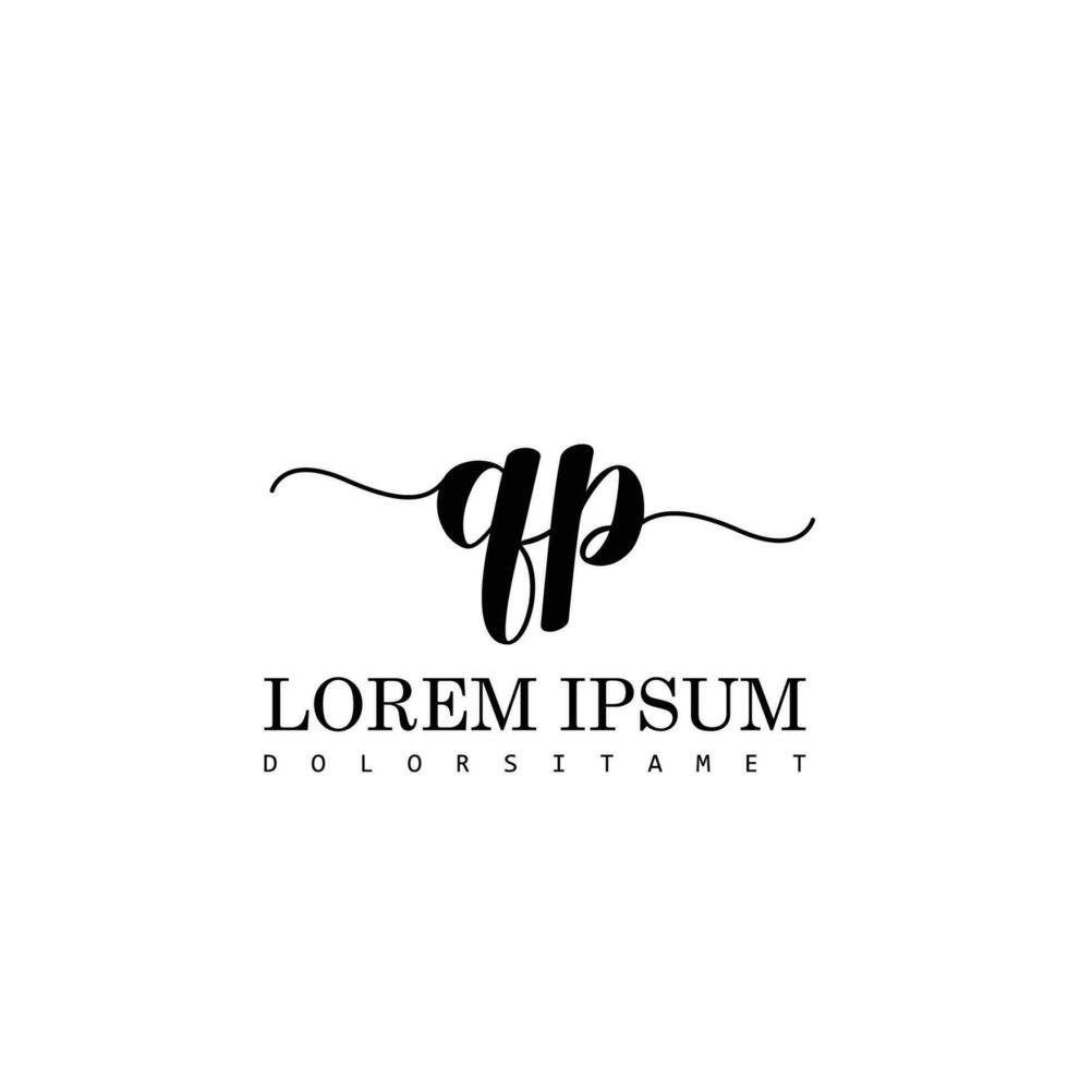 QP Initial Handwriting Template Design vector