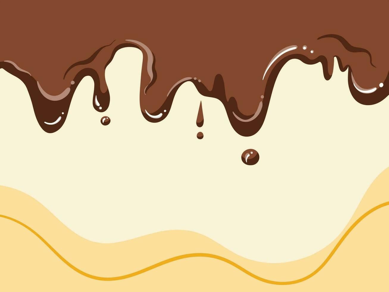 Derretido chocolate goteo salsa vector antecedentes aislado en resumen amarillo de colores fondo de pantalla.