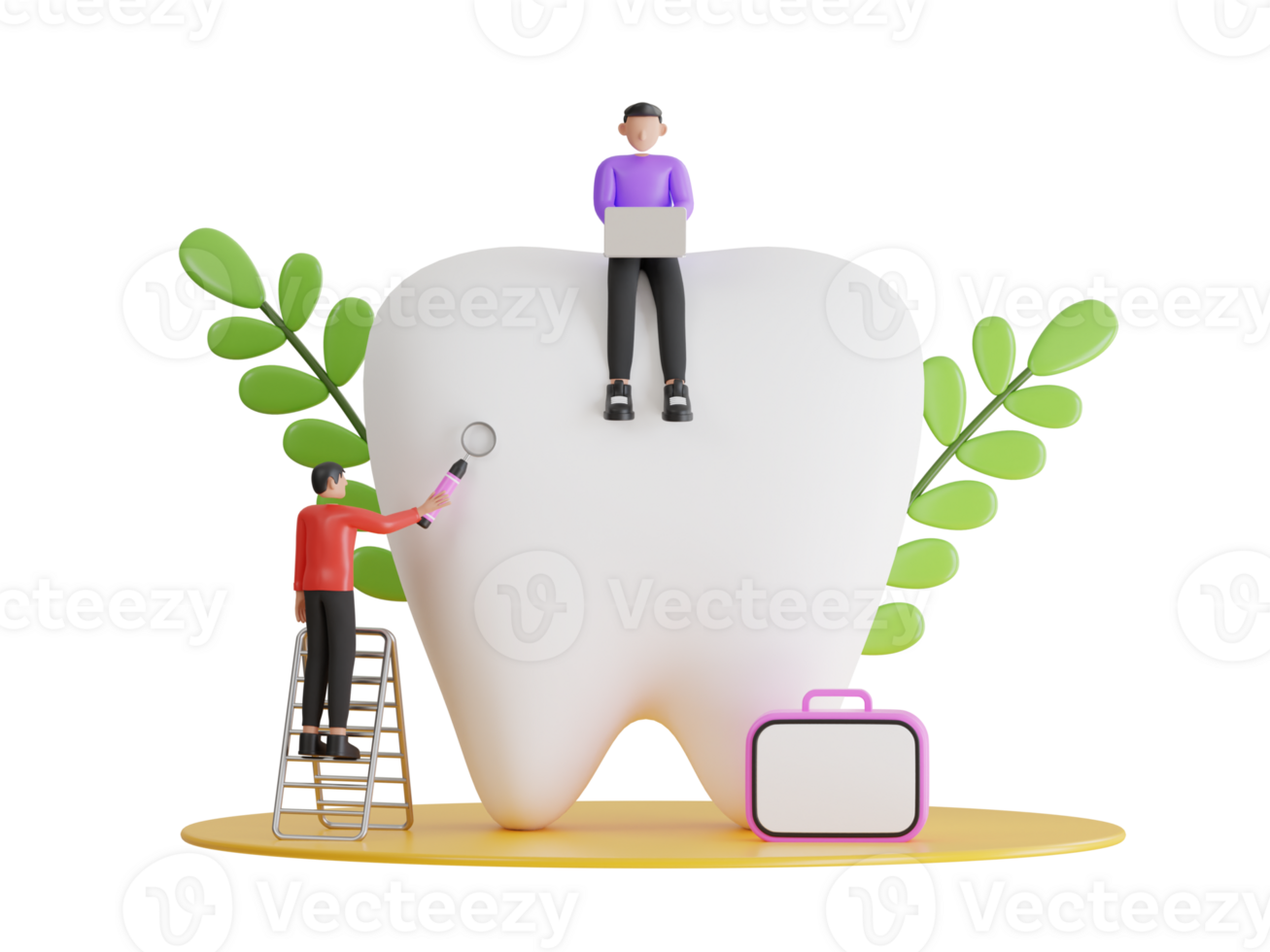 dental estudiante estudiando el estructura de un diente. médico estudiante aprendizaje odontología en aula. 3d ilustración png