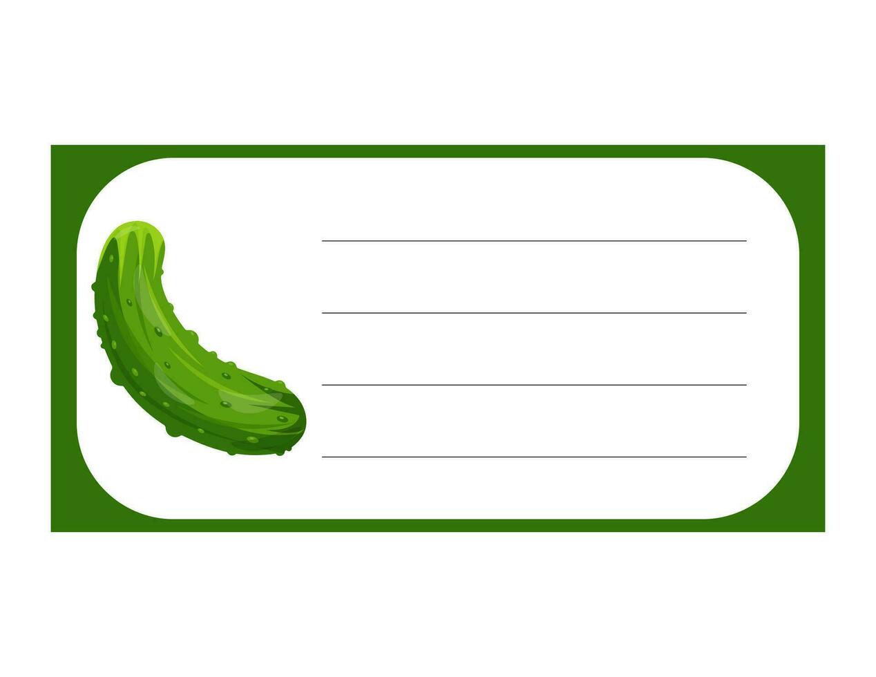 Note of cute vegetable cucumber abel  illustration. Memo, paper. Vector drawing. writing paper