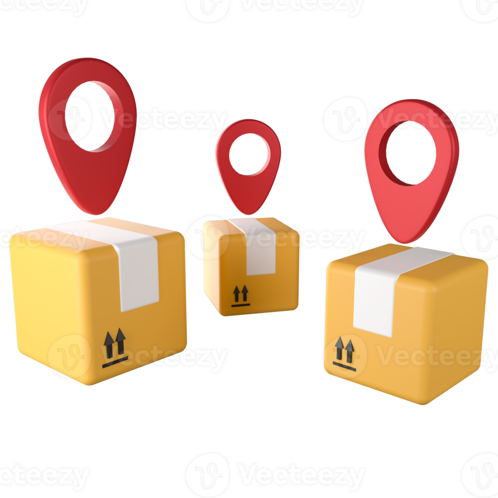 Parcel box for delivery clipart flat design icon isolated on transparent background, 3D render delivery concept png