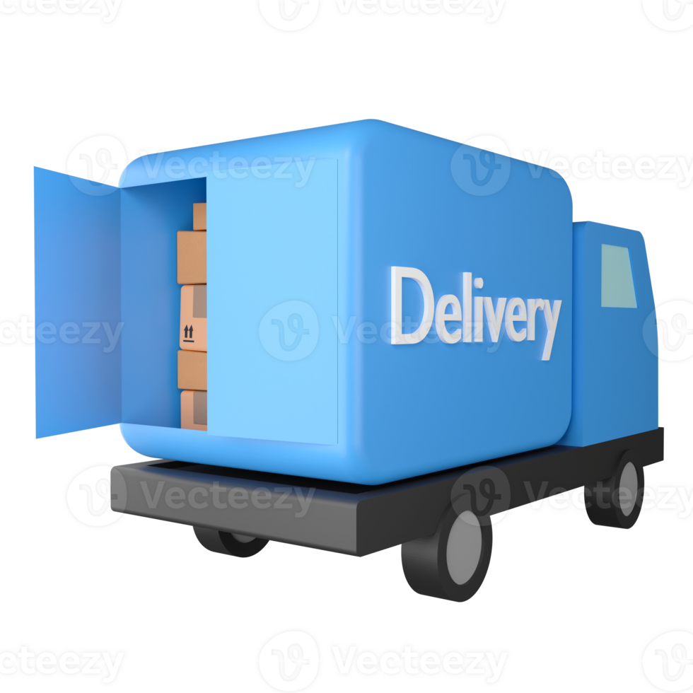 Delivery van ready to sent clipart flat design icon isolated on transparent background, 3D render logistic and delivery concept 2 png