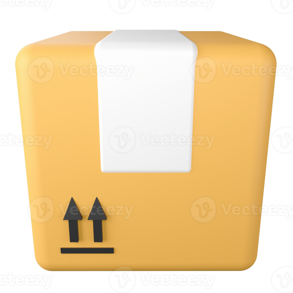 Parcel box front view clipart flat design icon isolated on transparent background, 3D render logistic and delivery concept png
