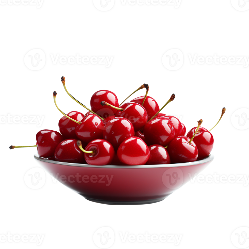 Sweet fresh cherries in a bowl isolated on Transparent Background Sweet fresh cherries in a bowl isolated on Transparent Background