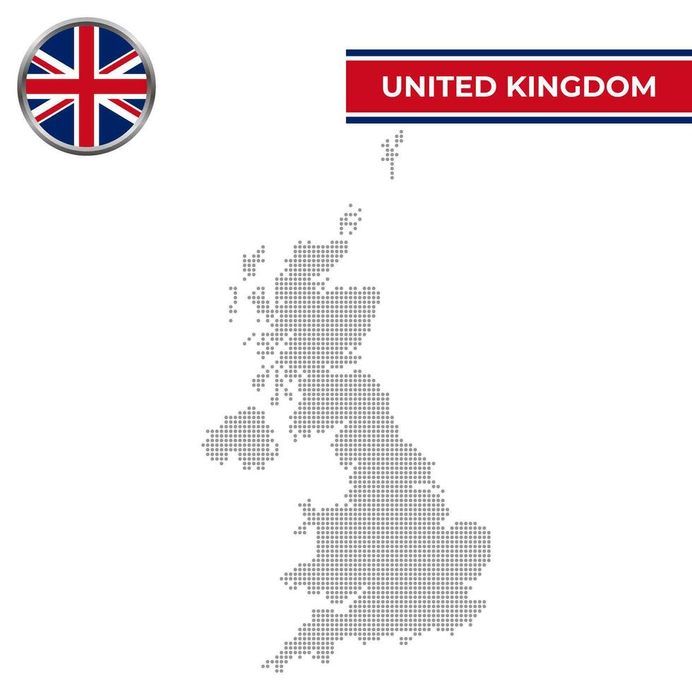 Dotted map of United Kingdom with circular flag vector