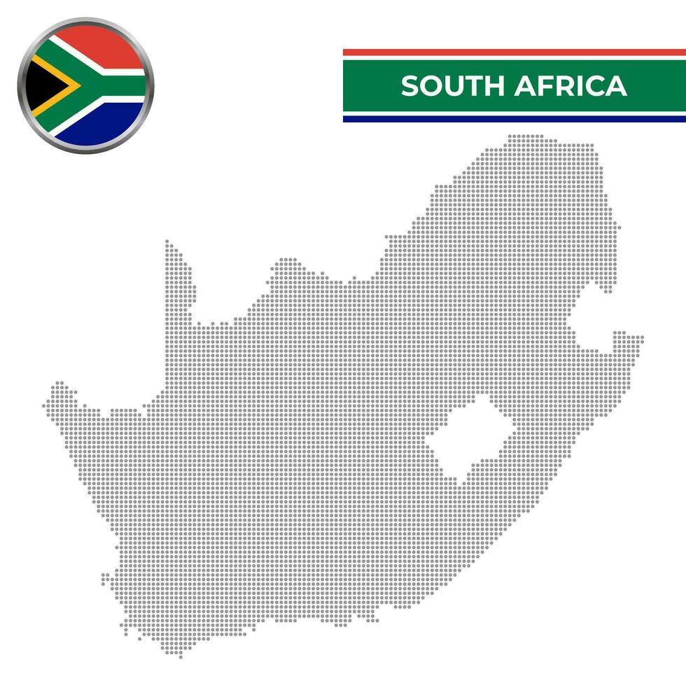 Dotted map of South Africa with circular flag vector