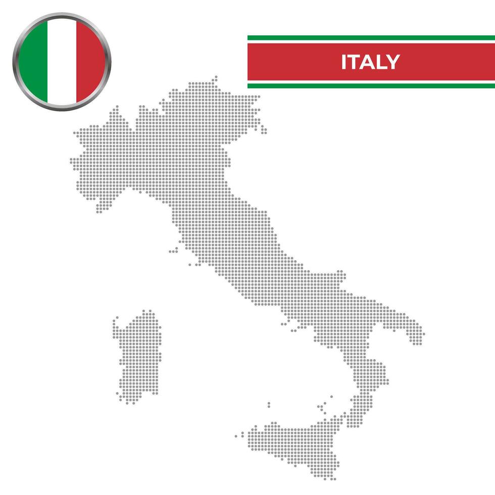 Dotted map of Italy with circular flag vector