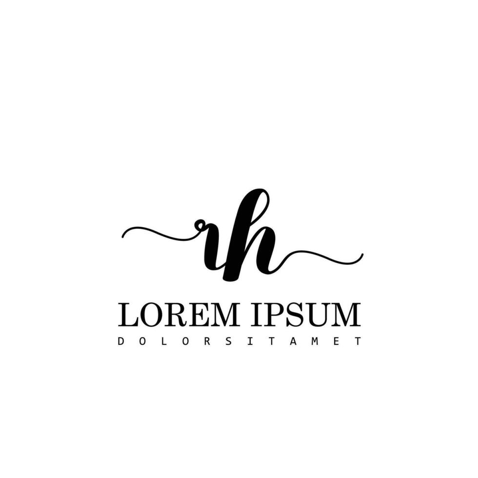 RH Initial Handwriting Template Design vector