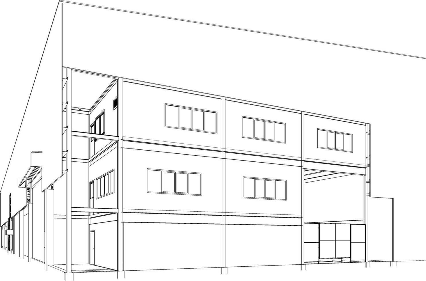 3D illustration of industrial building vector