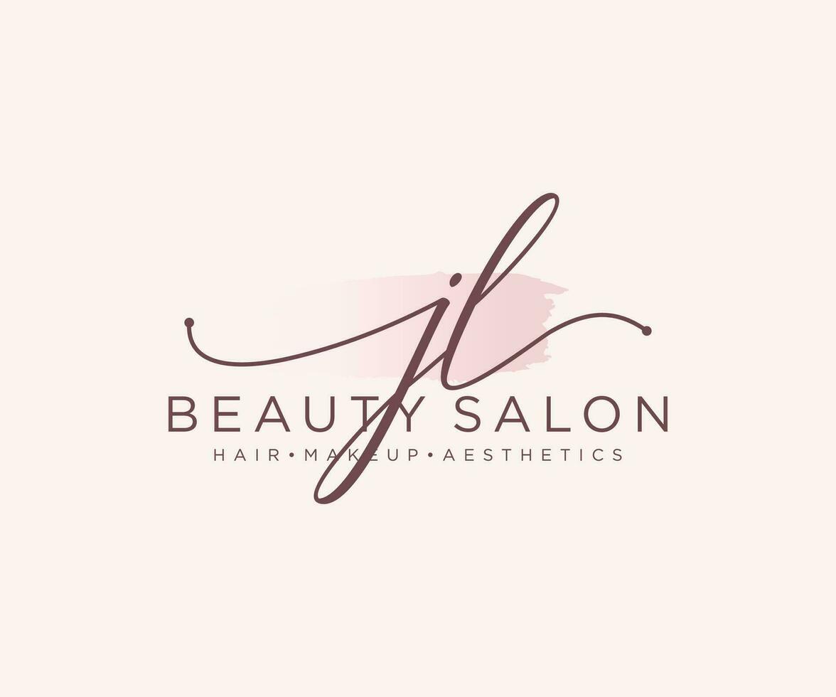 Initial JL feminine logo collections template. handwriting logo of initial signature, wedding, fashion, jewerly, boutique, floral and botanical with creative template for any company or business. vector