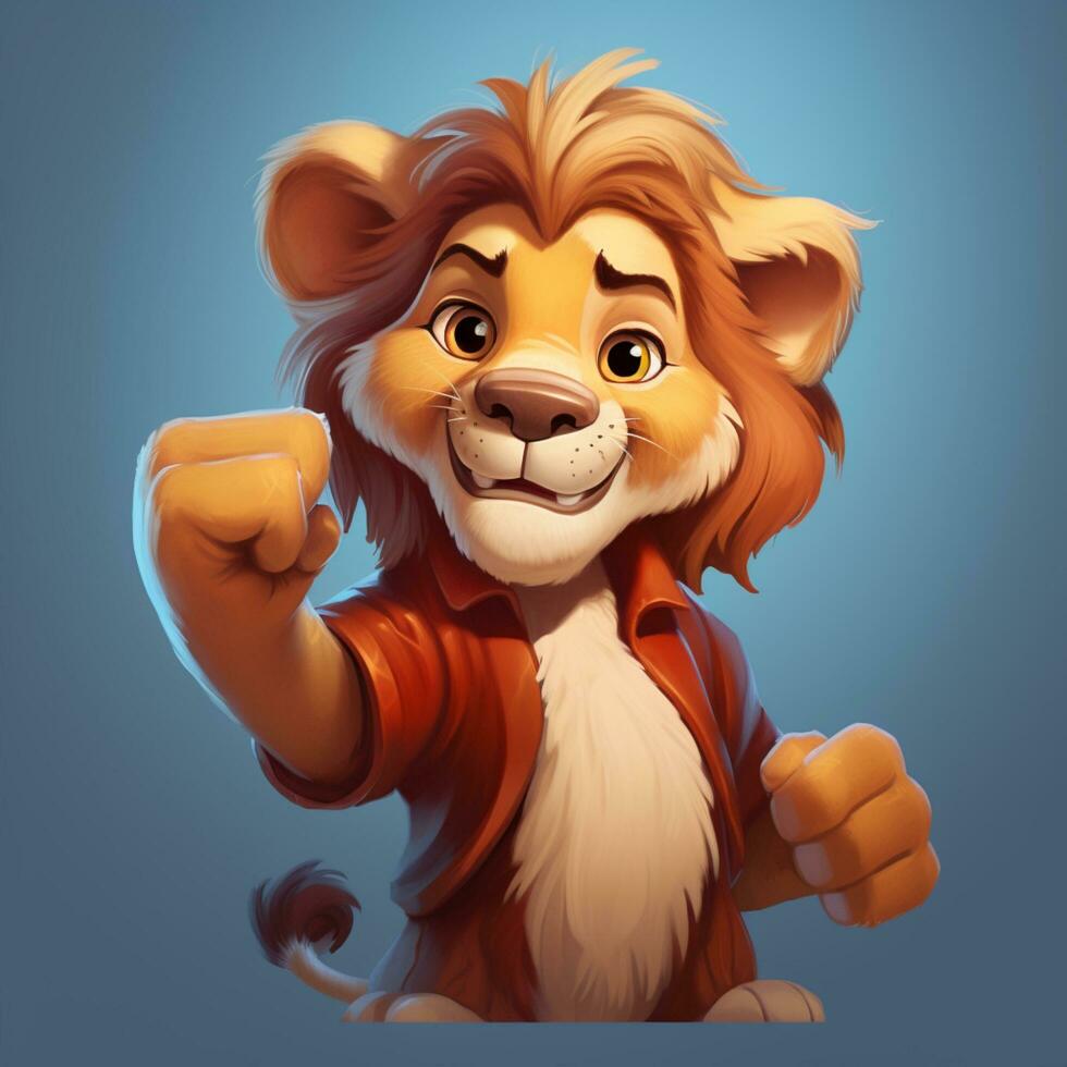 lion animation illustration art on background photo