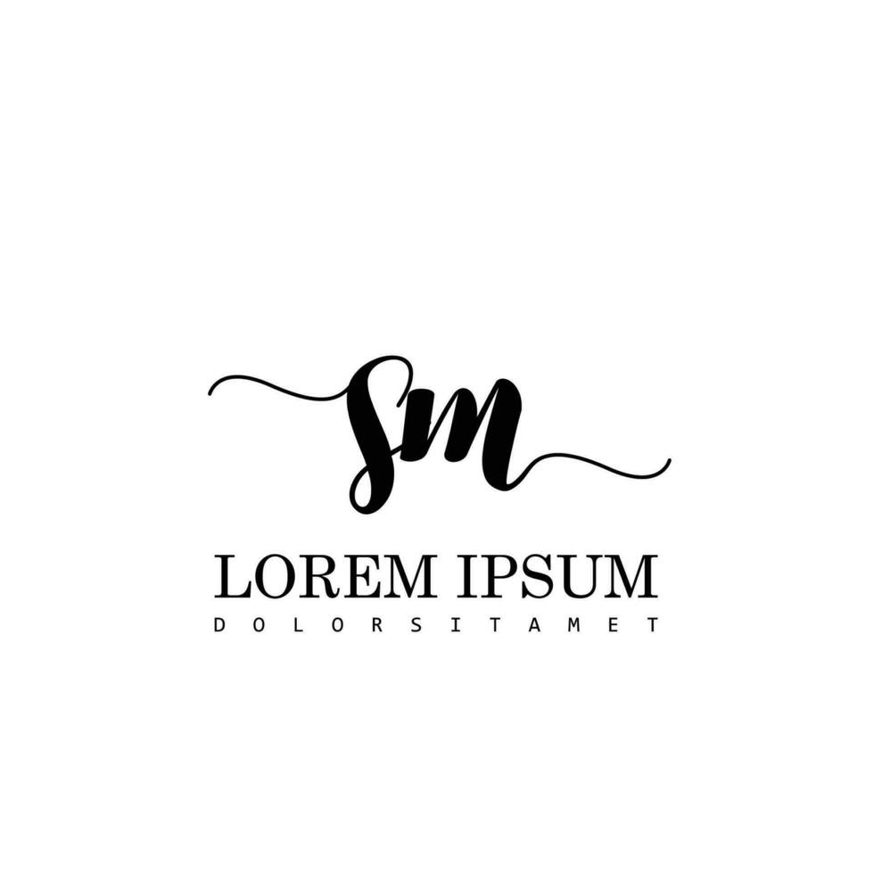 SM Initial Handwriting Template Design vector