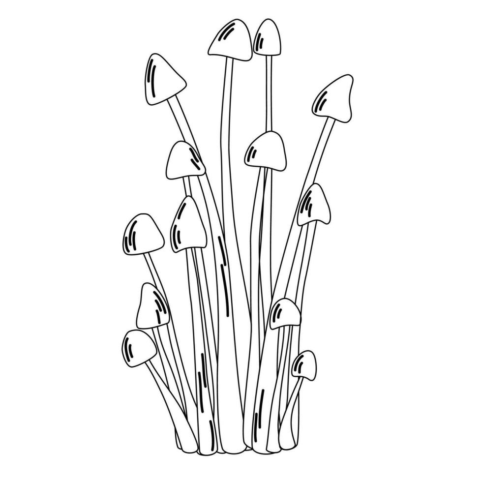 Mushroom continuous drawing. Doodle sketch style. Drawing line mushroom icon. Isolated vector illustration.
