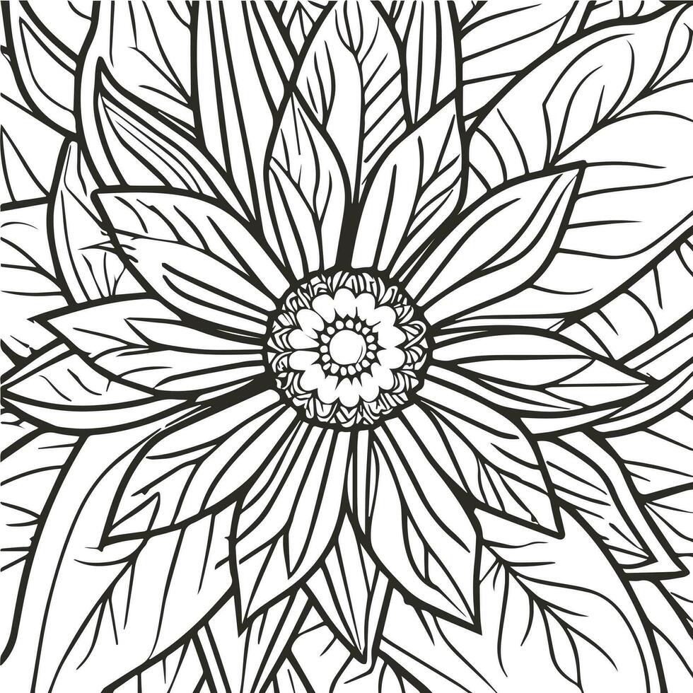 Flower coloring page vector. Flower line art white background, Cute flowers printable coloring page, Vector flower page for coloring, Outline magnolia