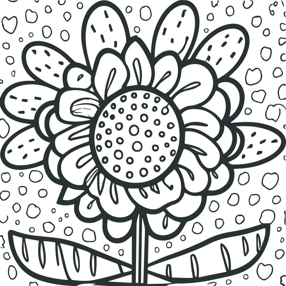 Flower coloring page vector. Flower line art white background, Cute flowers printable coloring page, Vector flower page for coloring, Outline magnolia