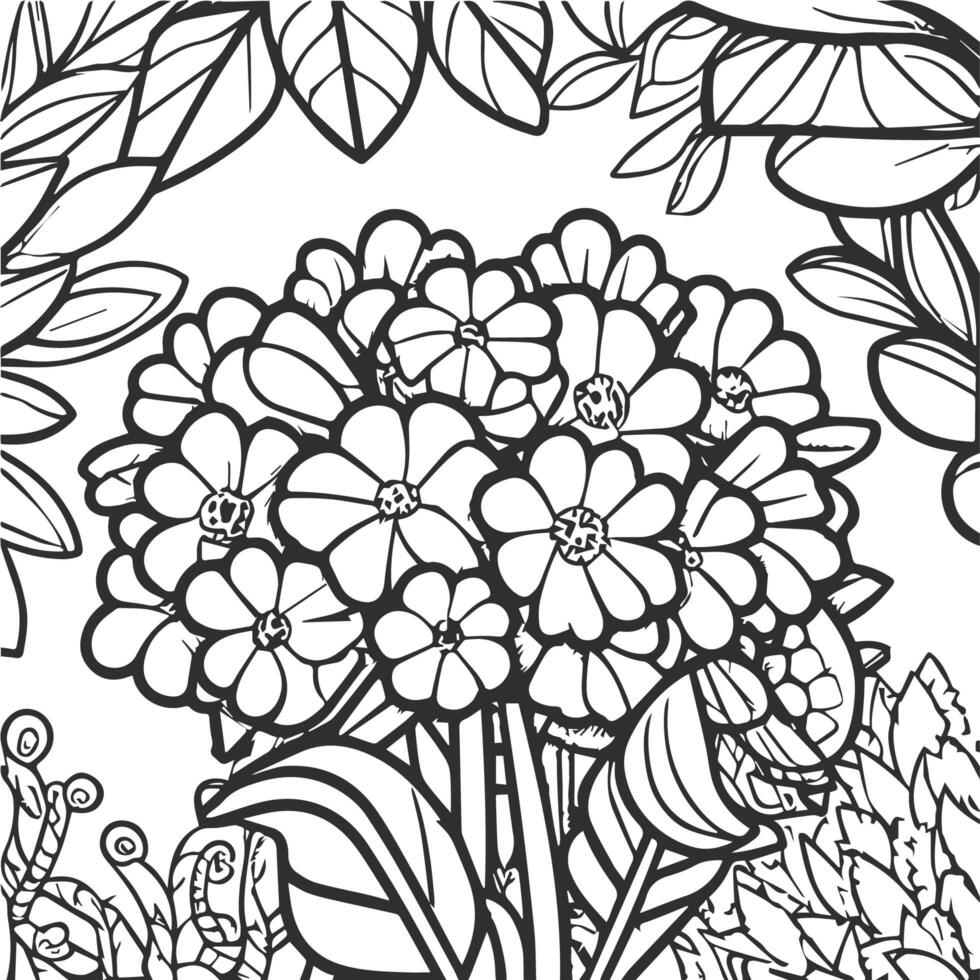 Flower coloring page vector. Flower line art white background, Cute flowers printable coloring page, Vector flower page for coloring, Outline magnolia photo