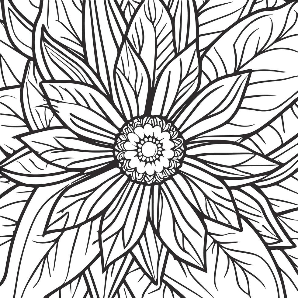 Flower coloring page vector. Flower line art white background, Cute flowers printable coloring page, Vector flower page for coloring, Outline magnolia photo