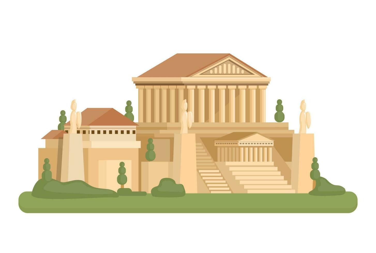 Acropolis Ancient Greek City Landmark Building Cartoon illustration Vector