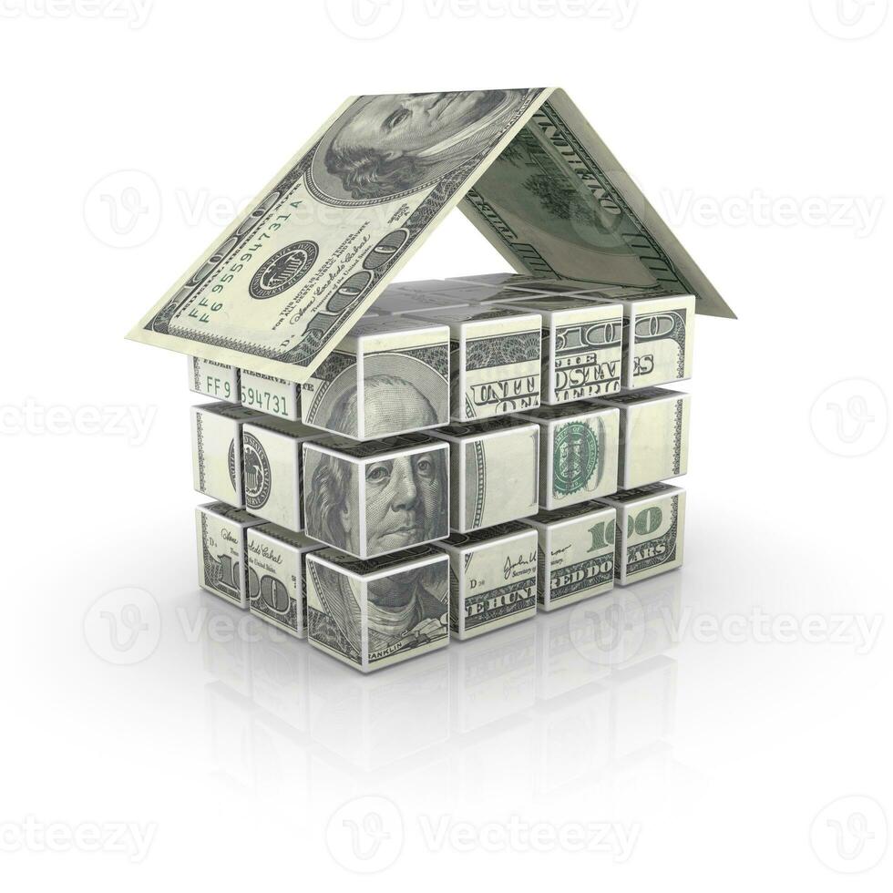 Dollar house isolated photo