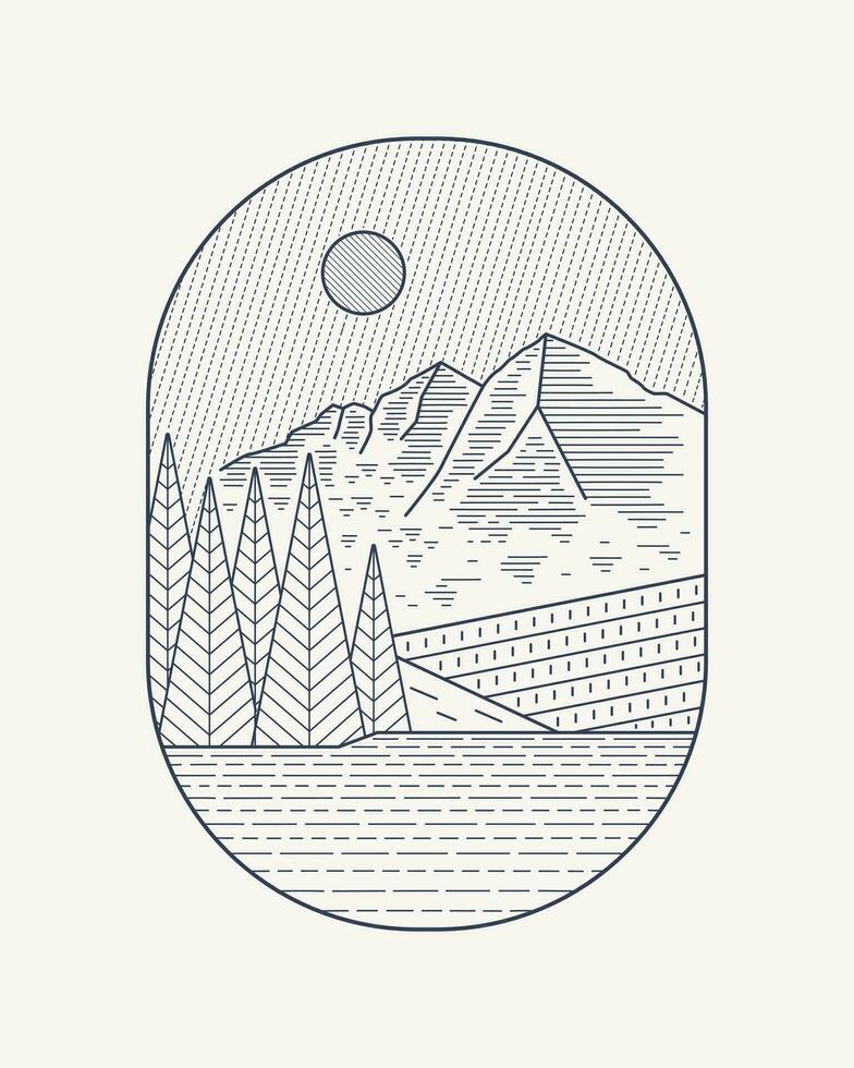 Elk Range Mountain Colorado mono line style design for badge, sticker, patch, t shirt design, etc vector