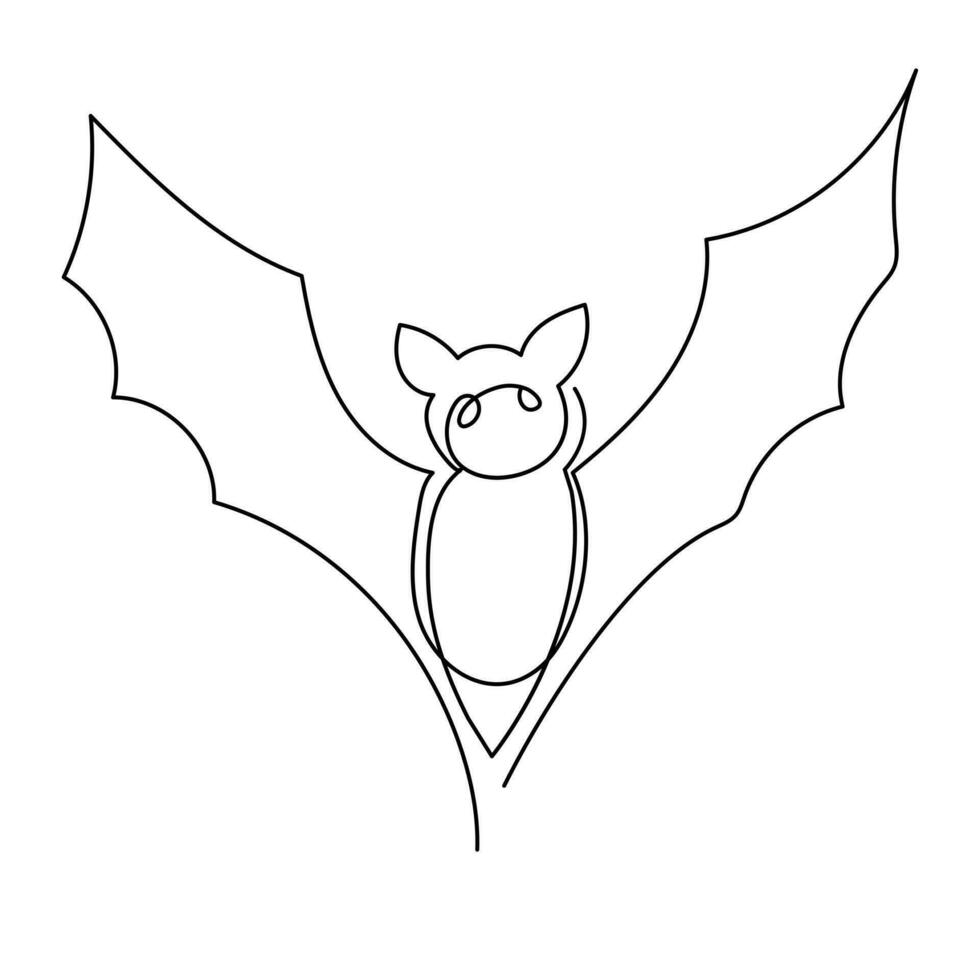 Continuous one line  bat drawing vector art illustration