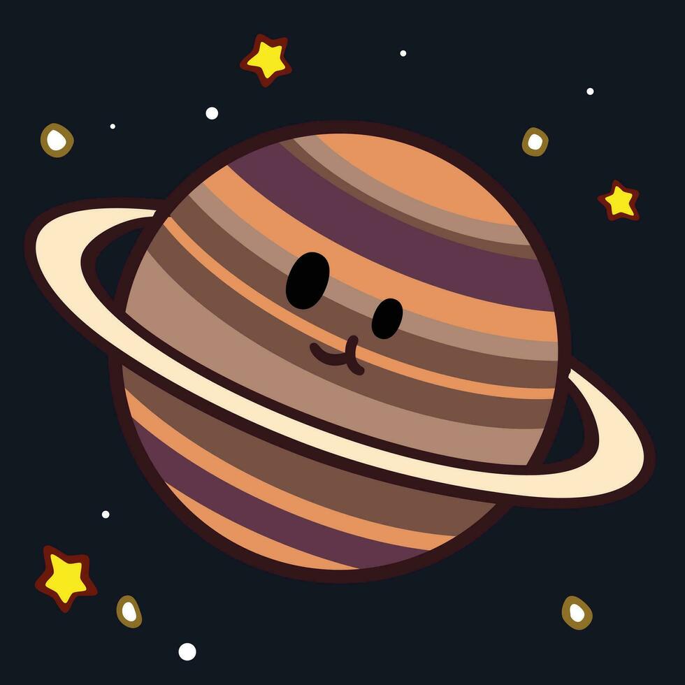 Colorful Cute Cartoon Stars and Planets vector