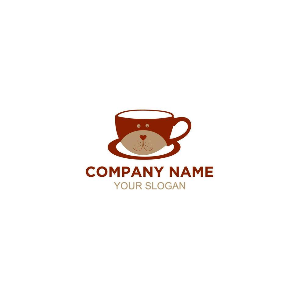 Coffe Cup Dog Logo Design Vector