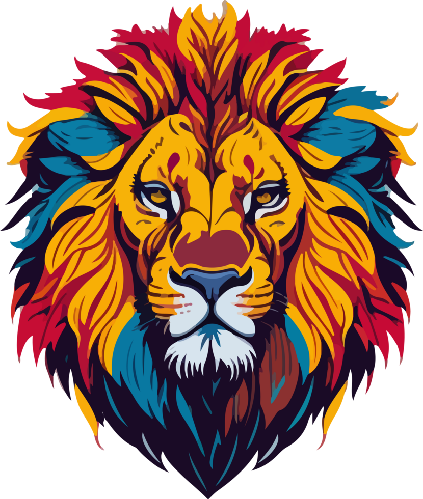 Colorful Lion Logo Illustration AI Generative png