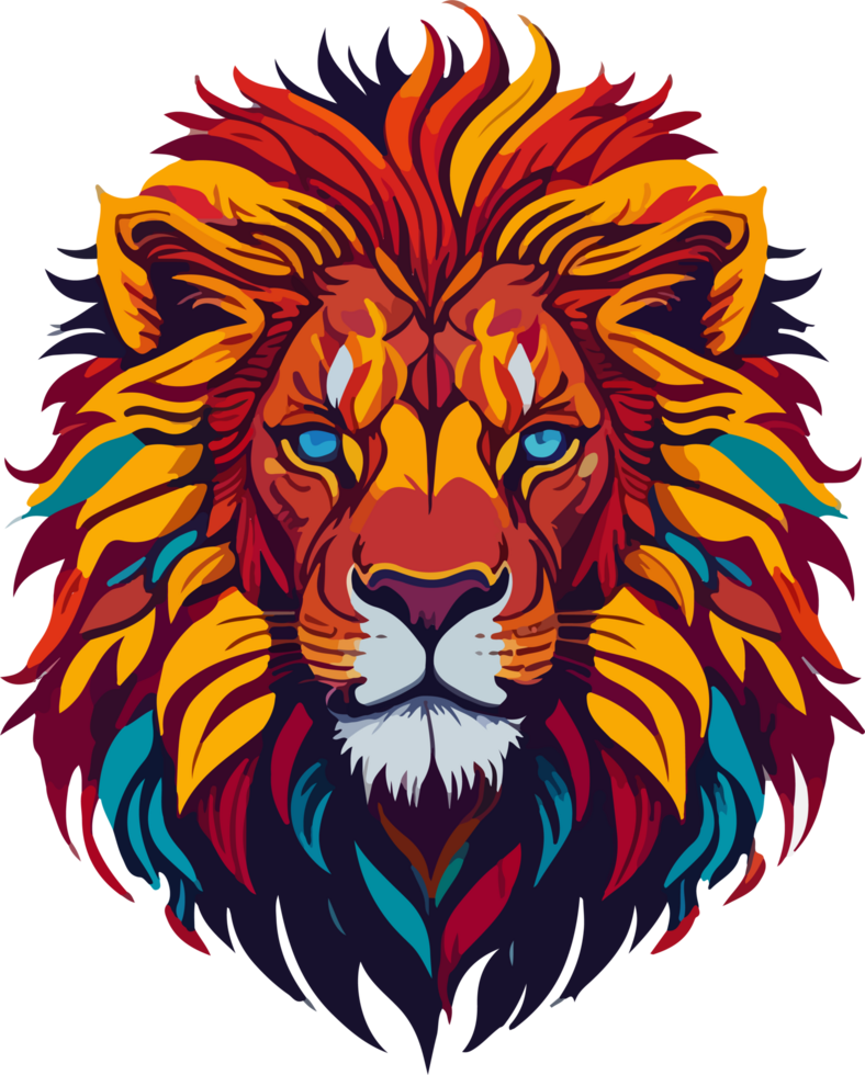 Colorful Lion Logo Clip Art with AI Generative png