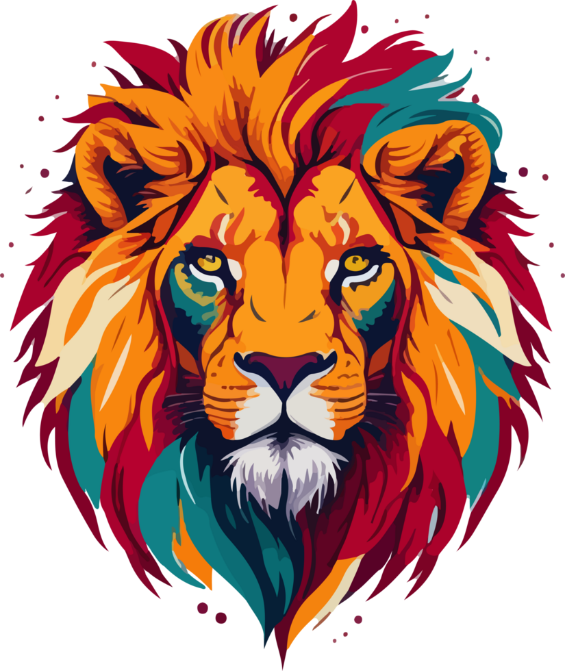 Colorful Lion Logo PNG Transparent with AI Generative