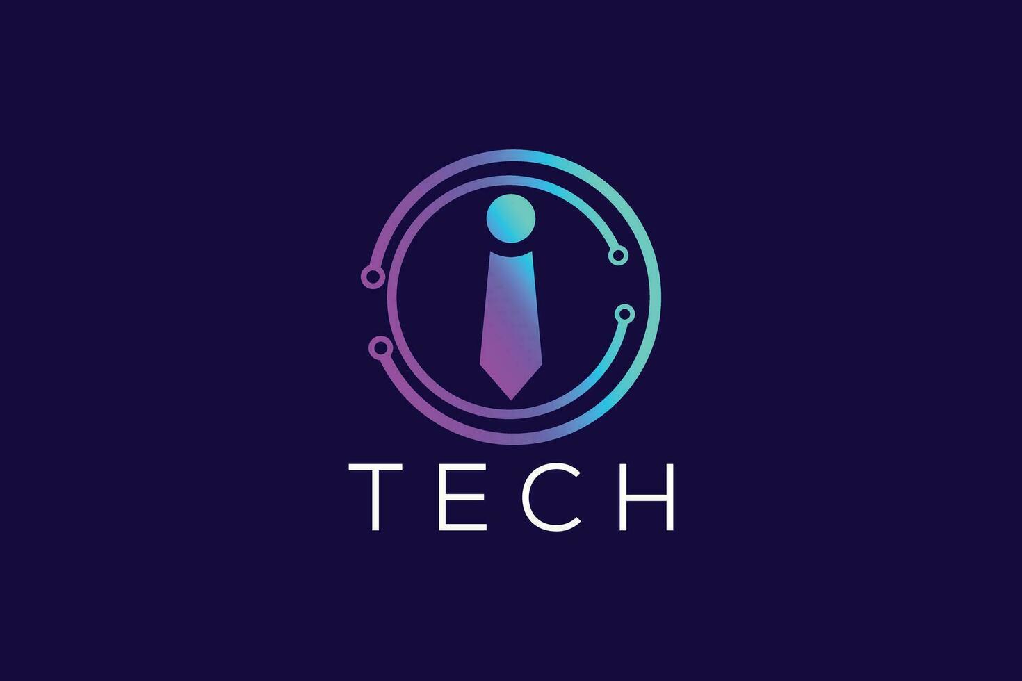 Trendy and Professional colorful letter i Technology business man logo design vector template