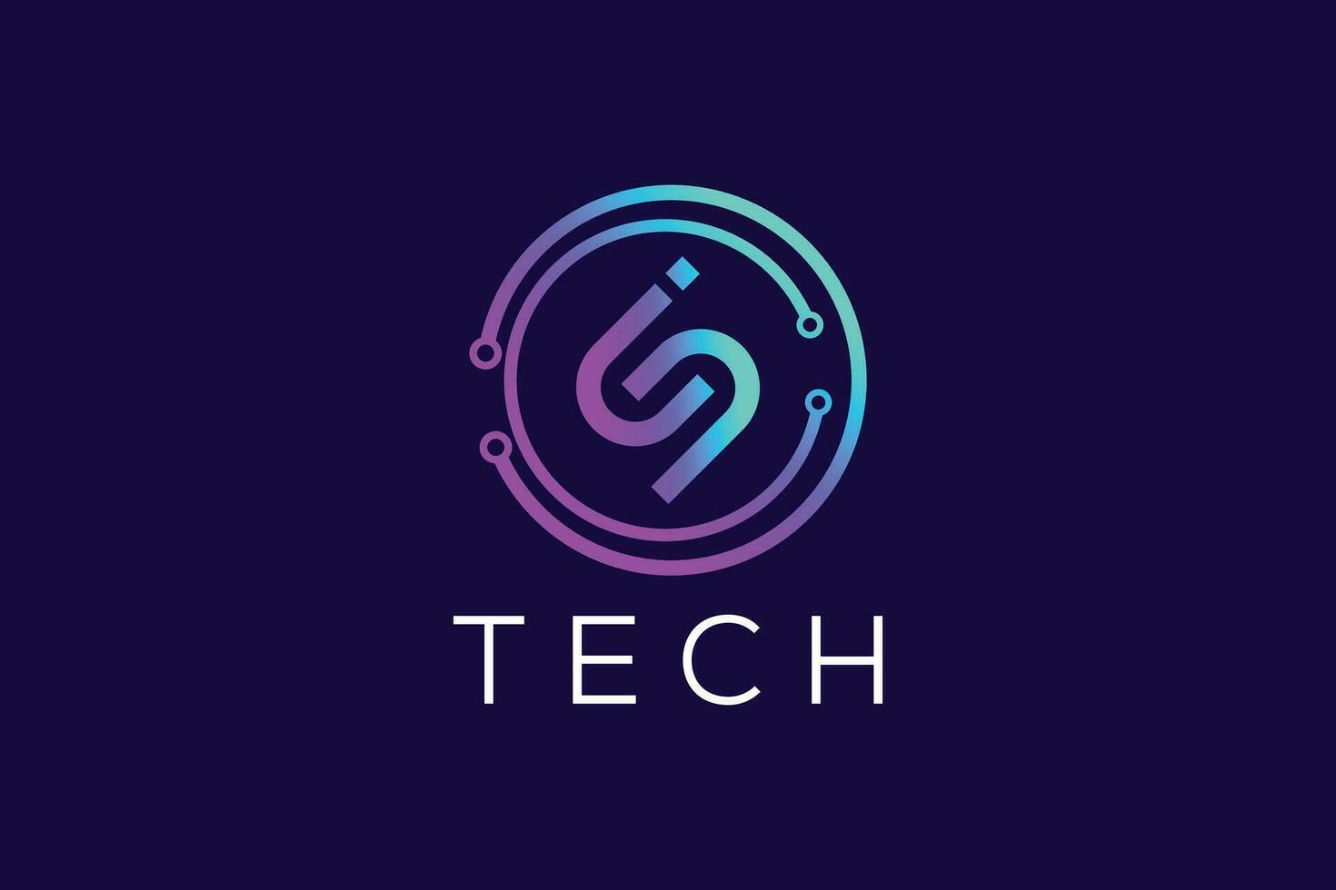 Trendy and Professional Colorful letter i and S Tech logo design vector template