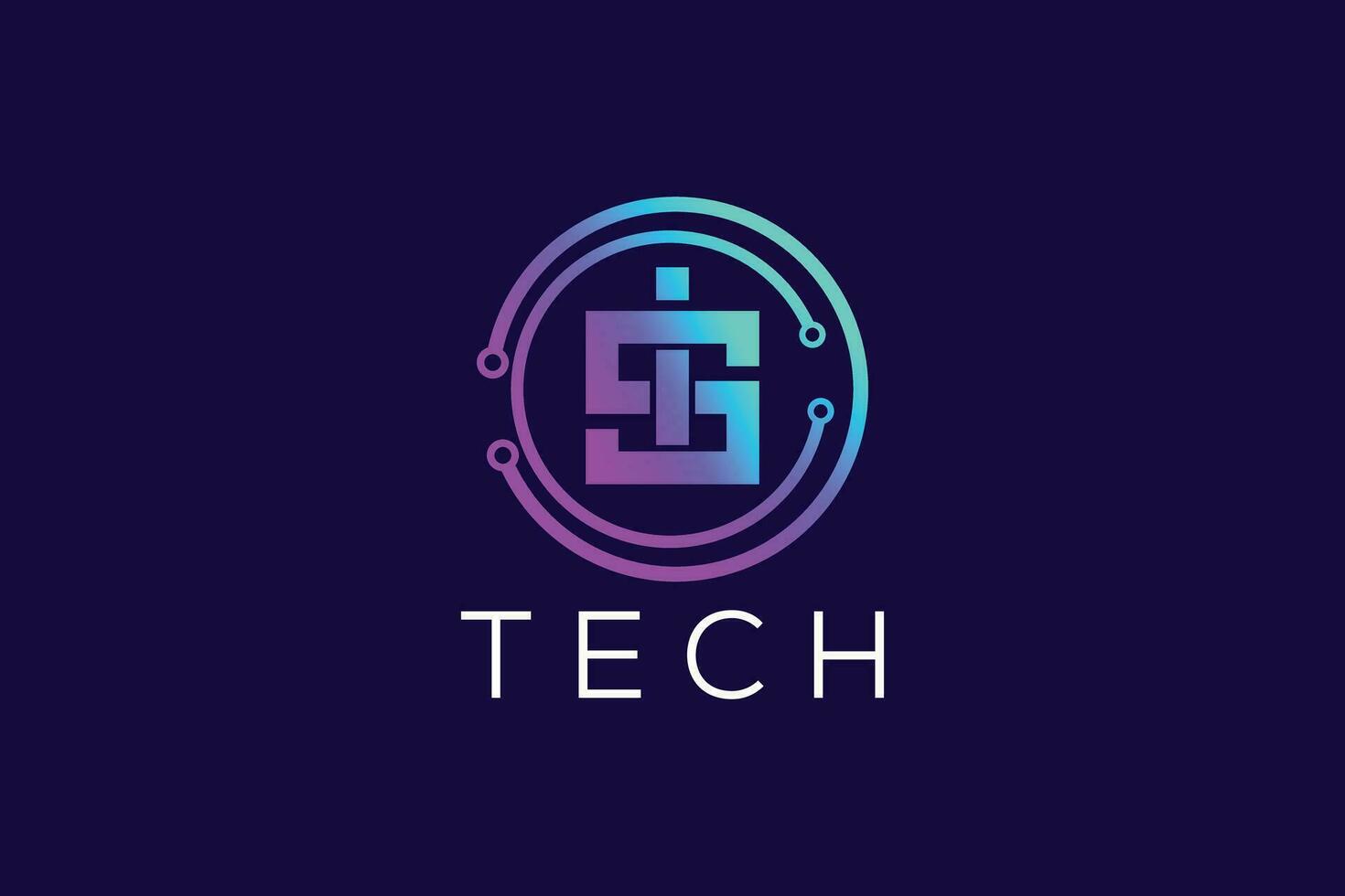 Trendy and Professional Colorful letter i and S Tech logo design vector template