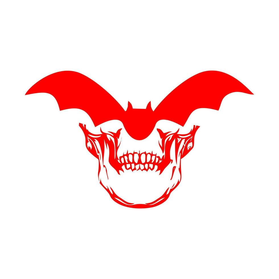 bat and a half skull head vector illustration