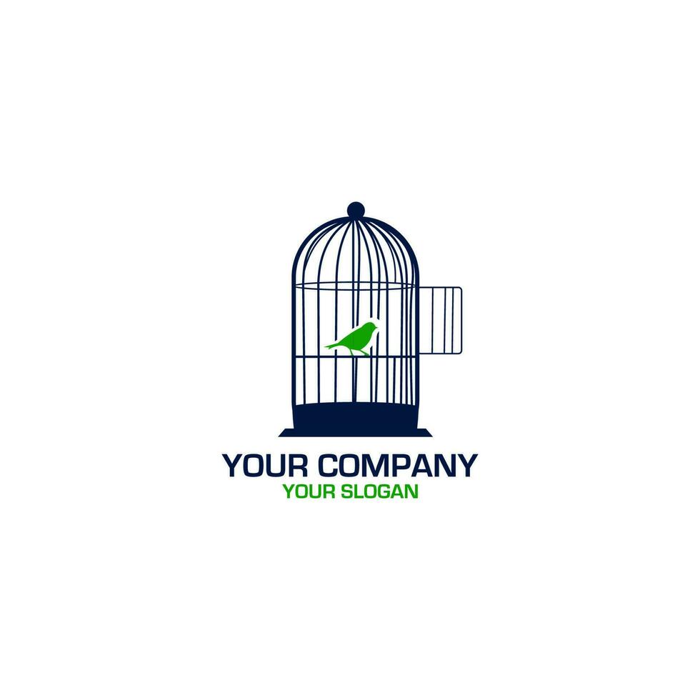 pájaro jaula logo diseño vector