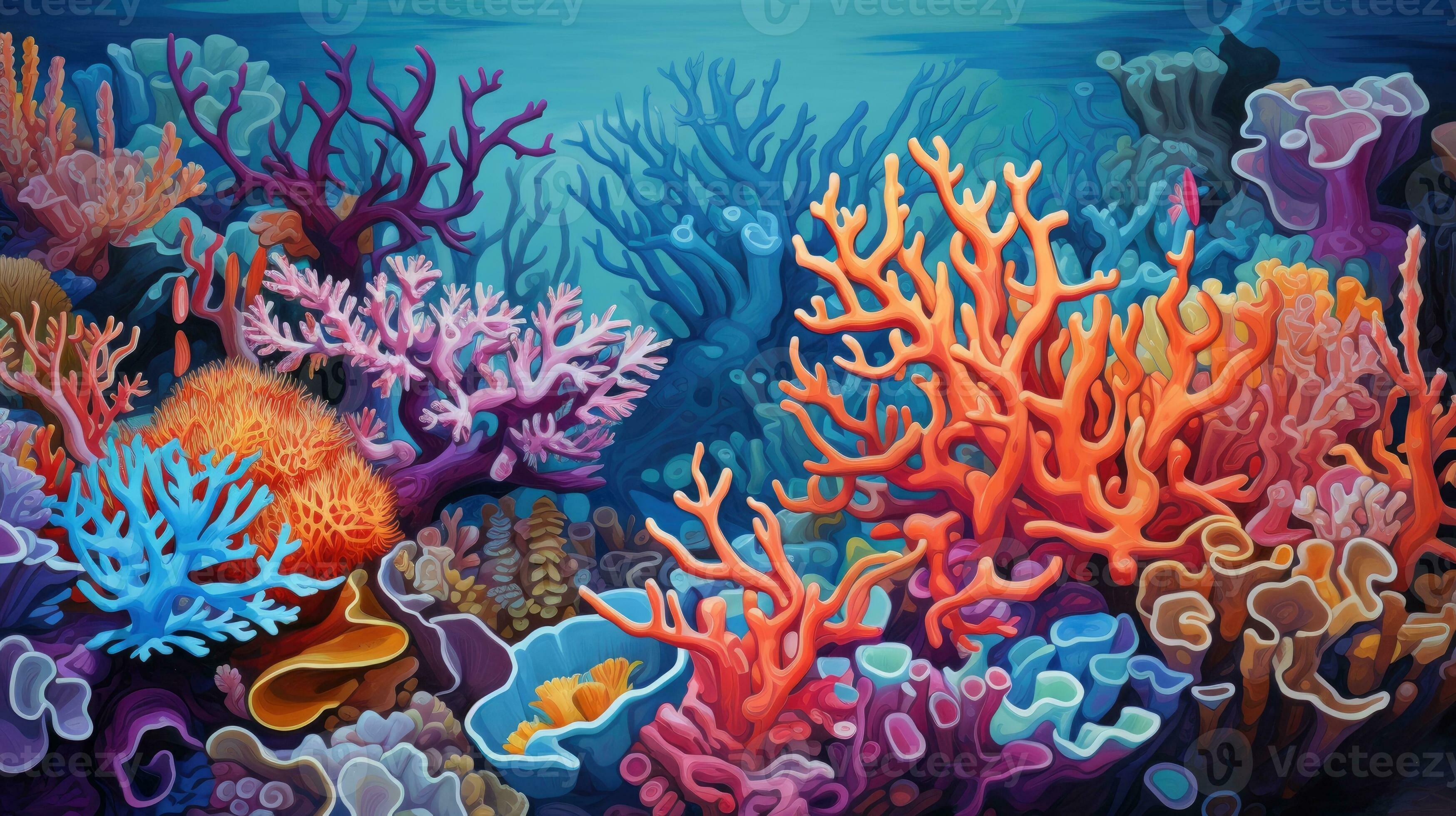 Underwater sea world Ecosystem Bright multi colored corals on the Underwater sea world Ecosystem Bright multi colored corals on the