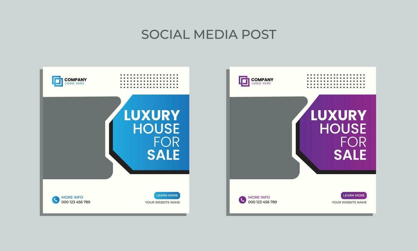 vector editable social media post design. luxury house sale social media post template.