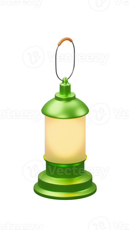 3D rendering of portable hanging lantern, Camping and hiking lamp, warm light for traveler png