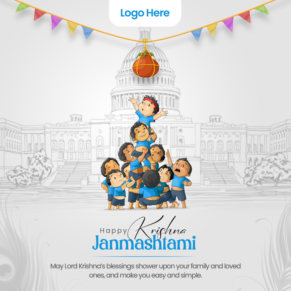 Happy Krishna Janmashtami celebration Indian festival social media post banner poster psd