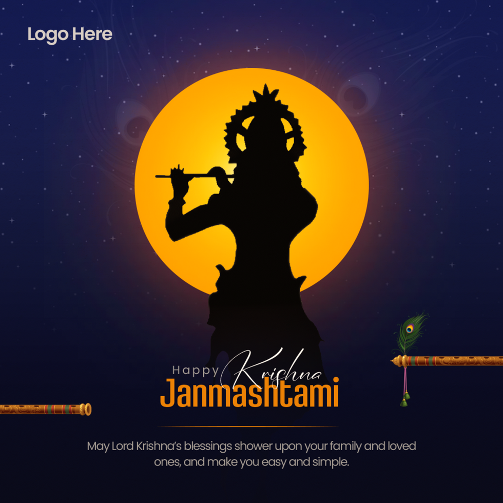 gelukkig krishna janmashtami viering Indisch festival sociaal media post banier poster psd