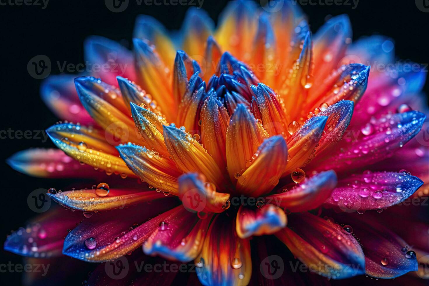 A colorful flower with a center that says'rainbow'on it photo