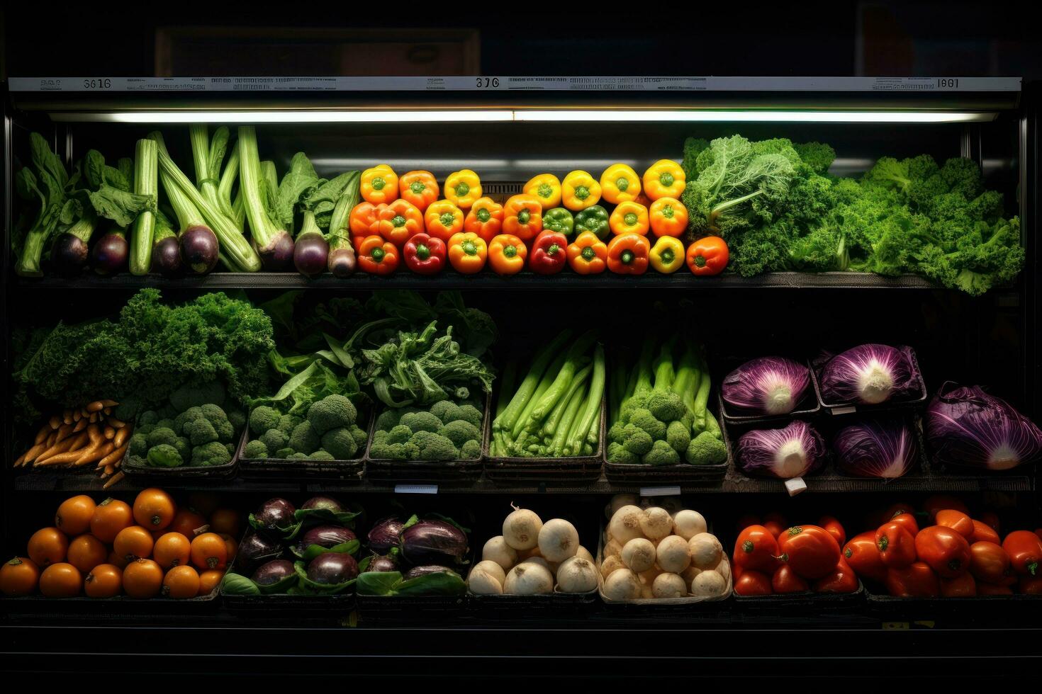 Vegetables on display in a grocery store photo